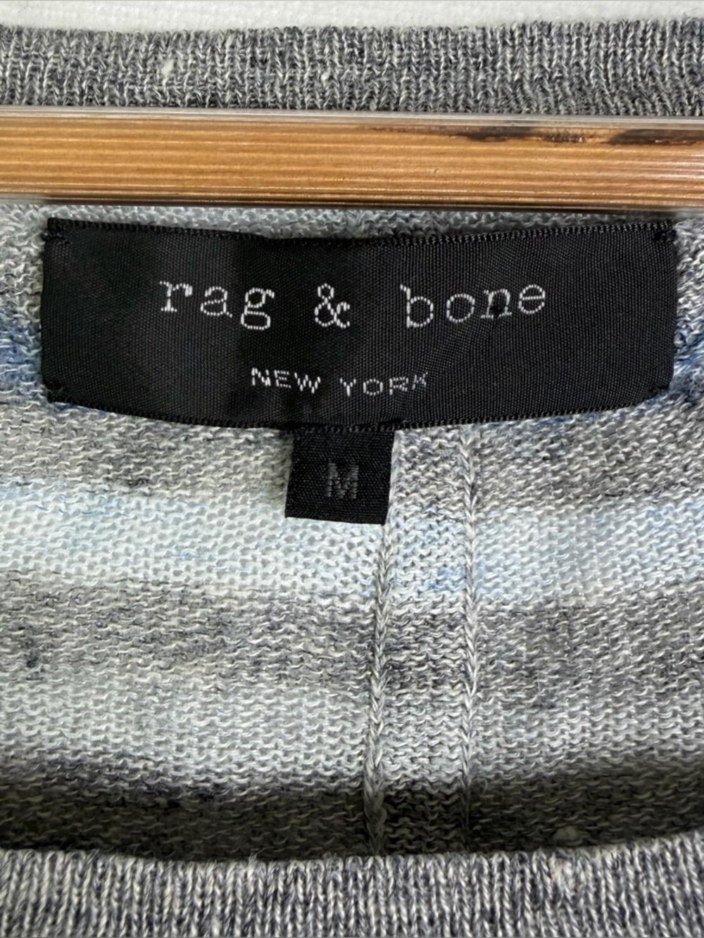 Rag & Bone Women’s Striped 100% Linen Knit Sweater Sz M Gray Blue Coastal *Flaw - Picture 4 of 9